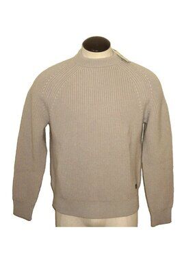 OOBE Brand Men's Leon Crew Neck Virgin Wool Sweater Natural Beige Size Medium